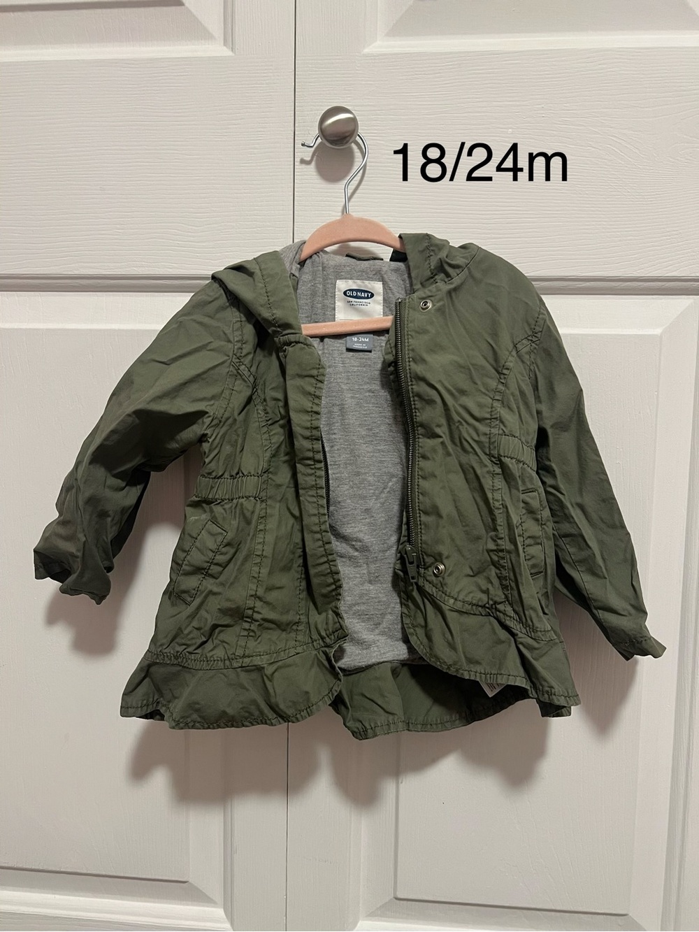Old Navy Olive Hooded Toddler Rain Jacket